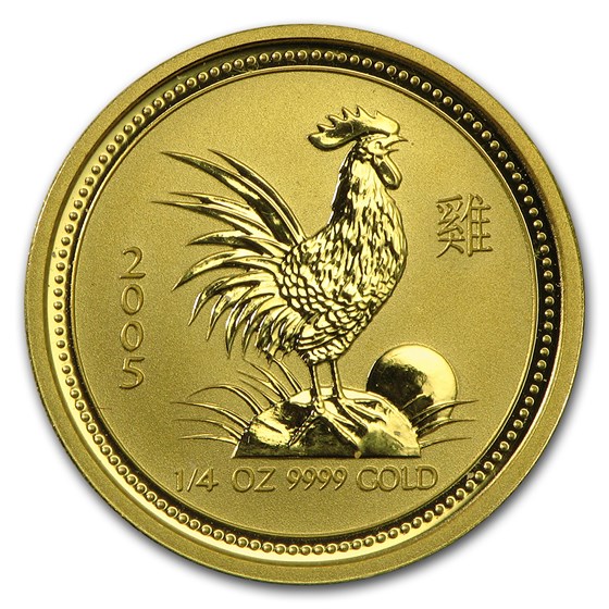 2005 Australia 1/4 oz Gold Lunar Rooster BU (Series I) 2005 Australia 1/4 oz Gold Lunar Rooster BU (Series I)